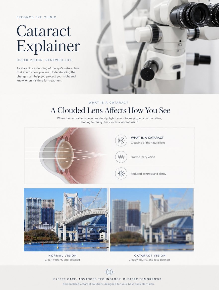 How cataract surgery works — phacoemulsification and IOL insertion at EYEONCE Eye Clinic Seoul — panel 2