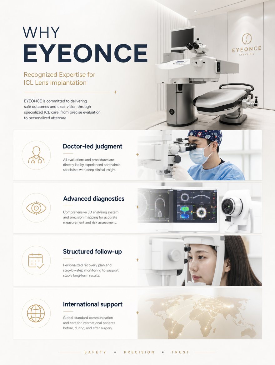 ICL lens implantation and doctor-led ophthalmic care at EYEONCE Eye Clinic Seoul — panel 2