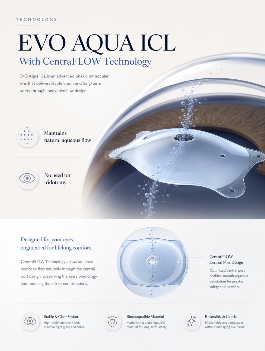 What ICL is and the EVO Aqua ICL CentraFLOW phakic intraocular lens at EYEONCE Eye Clinic Seoul — panel 4
