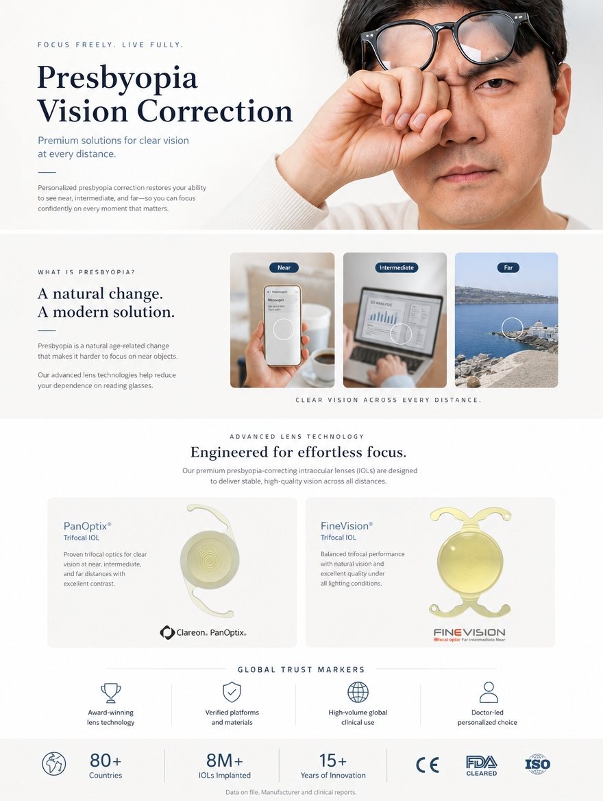 Choosing a lens, trifocal IOL global trust markers and recovery guide at EYEONCE Eye Clinic Seoul — panel 11