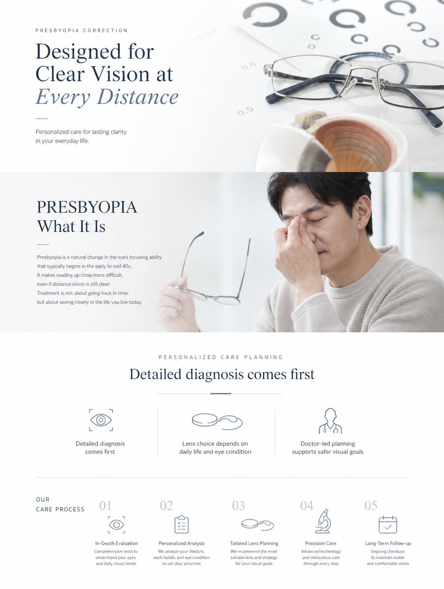 Presbyopia care process, patient Q&A and international patient care at EYEONCE Eye Clinic Seoul — panel 14