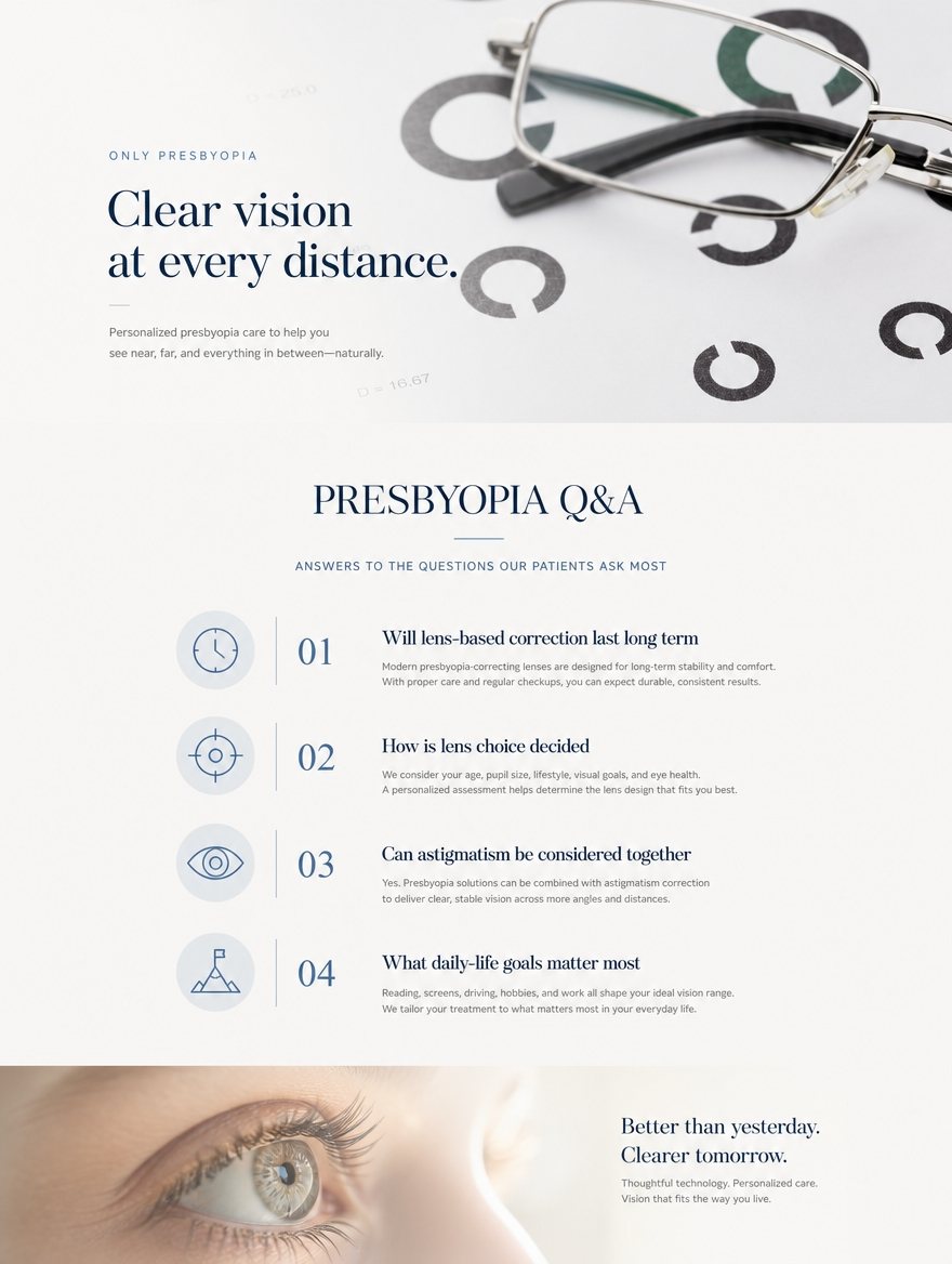 Presbyopia care process, patient Q&A and international patient care at EYEONCE Eye Clinic Seoul — panel 15