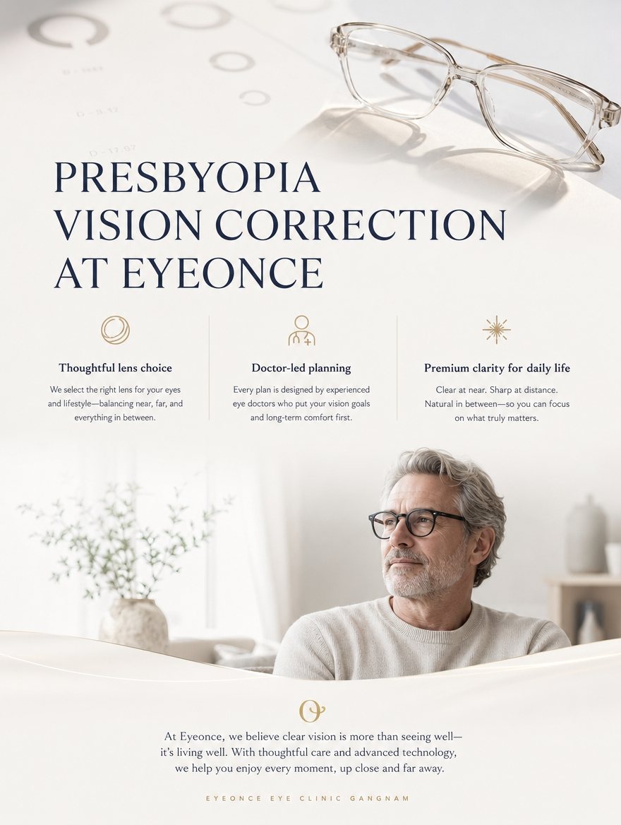 Presbyopia care process, patient Q&A and international patient care at EYEONCE Eye Clinic Seoul — panel 16