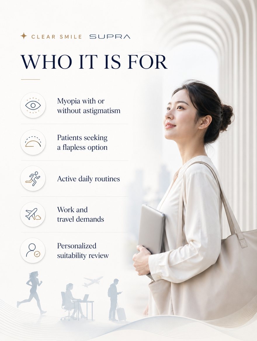 Who Clear SMILE LASIK is for and recovery timeline at EYEONCE Eye Clinic Seoul — panel 8