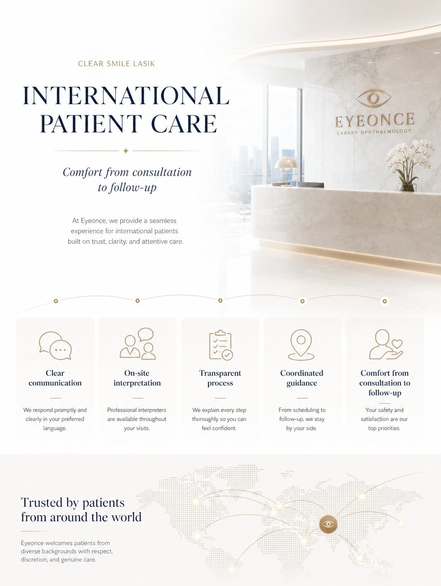 SMILE LASIK precision system, Ziemer FEMTO Z8 and international patient care at EYEONCE Eye Clinic Seoul — panel 11
