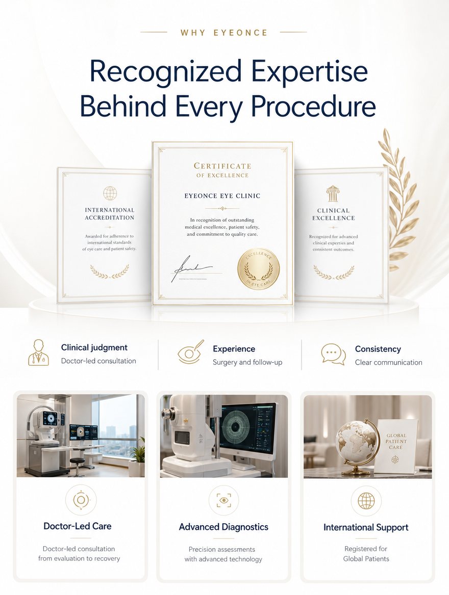 Why EYEONCE — recognized expertise behind every procedure